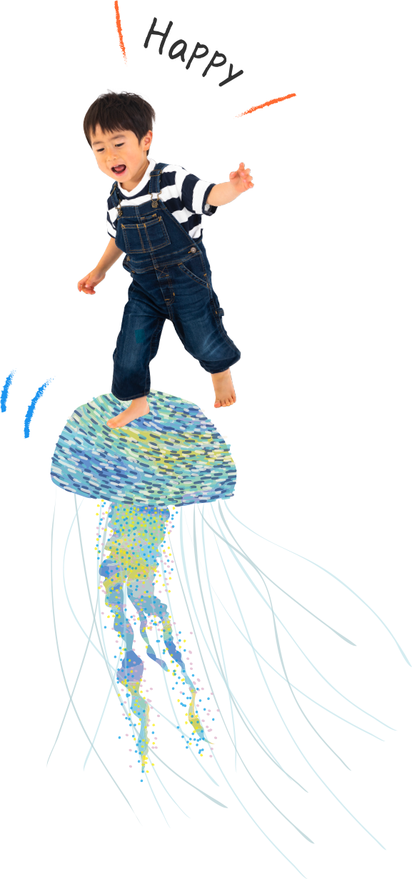 子供とクラゲイラスト