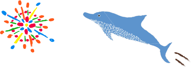 クオカード花火とイルカイラスト